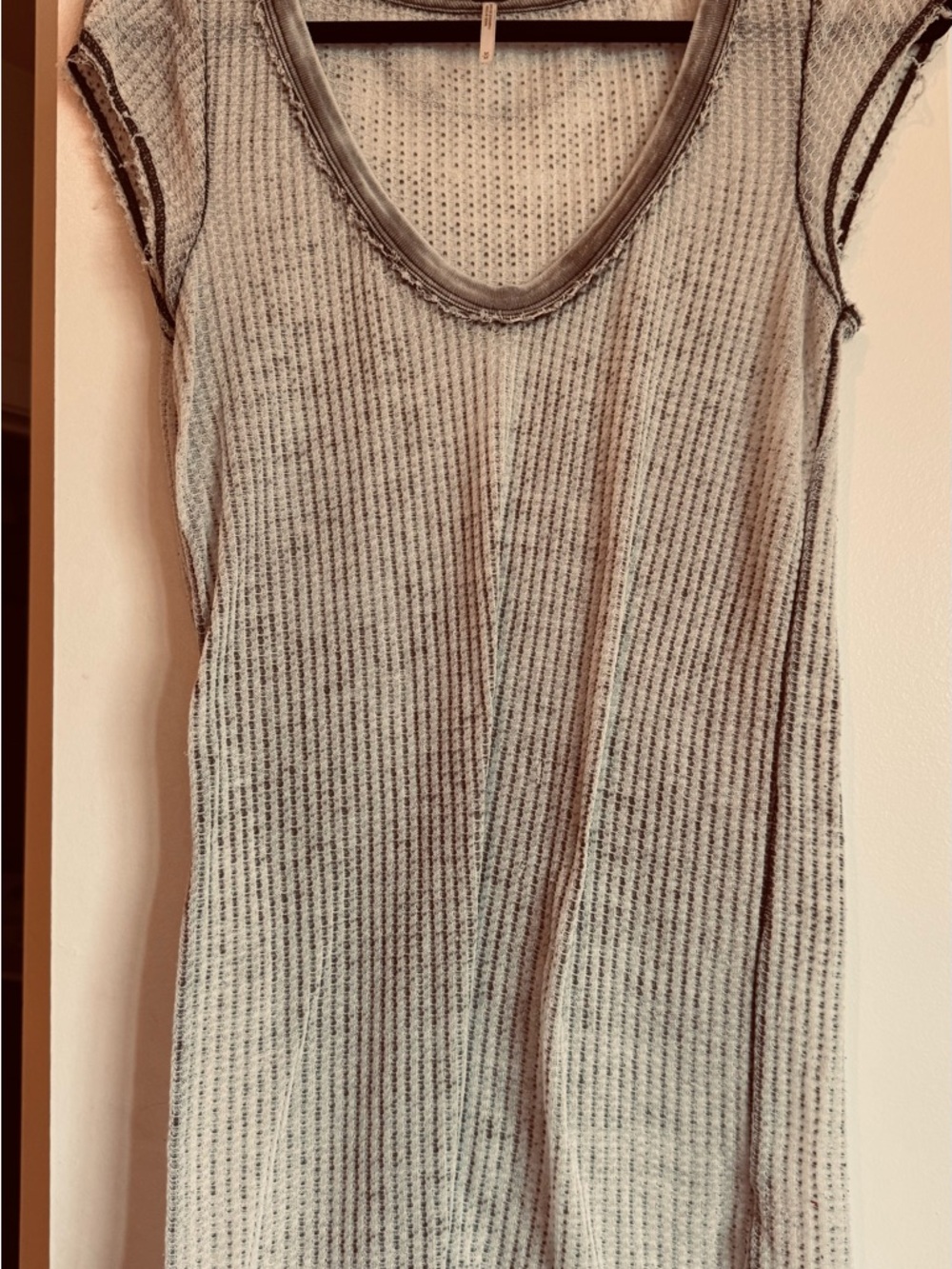 Free People Gray Ribbed V-Neck Tank